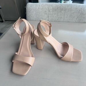 Nude Block Heel Sandals sz 8
